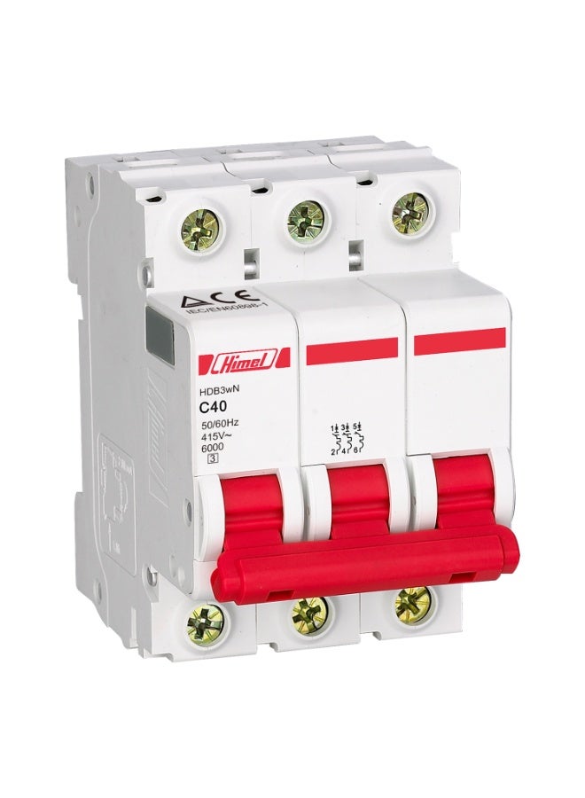 Himel Miniature Circuit Breaker (MCB), 3P,40A, 6kA, Himel HDB3wN3C40 - Image 1